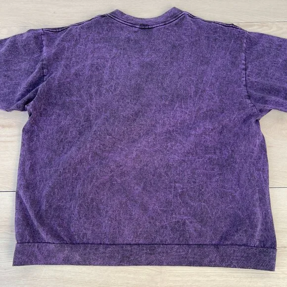 Vintage 90s Nevada City California Purple Acid Wash Gold Embroidered T-Shirt XL - Picture 3 of 15